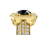 Yellow gold Fancy Black Round Cut Halo Diamond Engagement Ring with Pave Split Shank and Four-Prong Setting_17