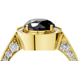 Yellow gold Fancy Black Round Cut Halo Diamond Engagement Ring with Split Shank Band and Four-Prong Setting_4