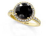 Yellow gold Fancy Black Round Cut Halo Diamond Pave Band with Prong Setting_1