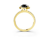 Yellow gold Fancy Black Round Cut Halo Diamond Pave Band with Prong Setting_3