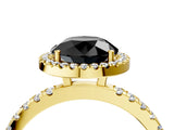Yellow gold Fancy Black Round Cut Halo Diamond Pave Band with Prong Setting_4