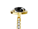 Yellow gold Fancy Black Round Cut Halo Diamond Pave Band with Prong Setting_5