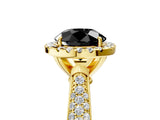 Yellow gold Fancy Black Round Cut Halo Diamond Ring with Pavé Band_5