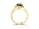 Yellow gold Fancy Black Round Cut Halo Diamond Ring with Solitaire Band and Prong Setting_3