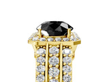 Yellow gold Fancy Black Round Cut Halo Diamond Ring with Split Shank and Four-Prong Setting_5