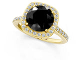 Yellow gold Fancy Black Round Cut Halo Round Diamond Pavé Band with Four-Prong Setting_4