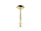 Yellow gold Fancy Black Round Cut Halo Round Diamond Pavé Band with Four-Prong Setting_5