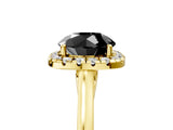 Yellow gold Fancy Black Round Cut Halo Round Diamond Solitaire Ring with Pavé Band and Four-Prong Setting_5