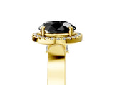Yellow gold Fancy Black Round Cut Halo Round Diamond Twist Band with Four-Prong Setting_5