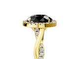 Yellow gold Fancy Black Round Cut Halo Twist Band with Four-Prong Setting_17