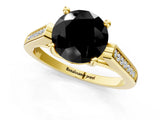 Yellow gold Fancy Black Round Cut Solitaire Cathedral Diamond Engagement Ring with Channel-Set Band and Four-Prong Setting_4