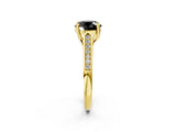 Yellow gold Fancy Black Round Cut Solitaire Cathedral Diamond Engagement Ring with Channel-Set Band and Four-Prong Setting_5