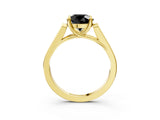 Yellow gold Fancy Black Round Cut Solitaire Cathedral Diamond Engagement Ring with Channel-Set Band and Four-Prong Setting_6