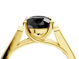 Yellow gold Fancy Black Round Cut Solitaire Cathedral Diamond Engagement Ring with Channel-Set Band and Four-Prong Setting_7