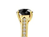 Yellow gold Fancy Black Round Cut Solitaire Cathedral Diamond Engagement Ring with Channel-Set Band and Four-Prong Setting_8