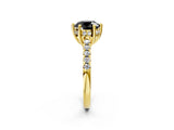 Yellow gold Fancy Black Round Cut Solitaire Diamond Engagement Ring with Pavé Band and Six-Prong Setting_2