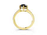 Yellow gold Fancy Black Round Cut Solitaire Diamond Engagement Ring with Pavé Band and Six-Prong Setting_3
