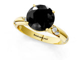 Yellow gold Fancy Black Round Cut Solitaire Diamond Engagement Ring with Twisted Pave Band and Four-Prong Setting_4