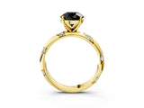 Yellow gold Fancy Black Round Cut Solitaire Diamond Engagement Ring with Twisted Pave Band and Four-Prong Setting_6
