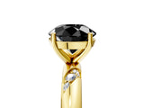 Yellow gold Fancy Black Round Cut Solitaire Diamond Engagement Ring with Twisted Pave Band and Four-Prong Setting_8