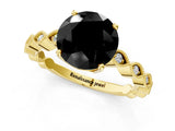 Yellow gold Fancy Black Round Cut Solitaire Diamond Ring with Infinity Twist Band and Four-Prong Setting_1