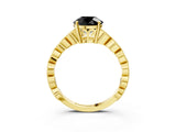 Yellow gold Fancy Black Round Cut Solitaire Diamond Ring with Infinity Twist Band and Four-Prong Setting_3