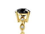 Yellow gold Fancy Black Round Cut Solitaire Diamond Ring with Infinity Twist Band and Four-Prong Setting_5