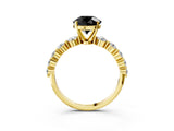 Yellow gold Fancy Black Round Cut Solitaire Diamond Ring with Pave Band and Four-Prong Setting_3