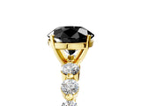 Yellow gold Fancy Black Round Cut Solitaire Diamond Ring with Pave Band and Four-Prong Setting_5