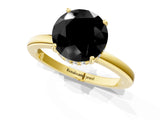Yellow gold Fancy Black Round Cut Solitaire Diamond Ring with Prong Setting and Plain Band_1