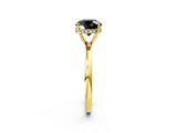 Yellow gold Fancy Black Round Cut Solitaire Diamond Ring with Prong Setting and Plain Band_2