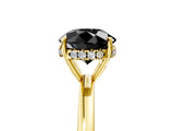 Yellow gold Fancy Black Round Cut Solitaire Diamond Ring with Prong Setting and Plain Band_5