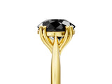 Yellow gold Fancy Black Round Cut Solitaire Diamond Ring with Six-Prong Setting and Classic Band_17