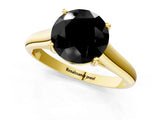 Yellow gold Fancy Black Round Cut Solitaire Engagement Ring with Tapered Band and Four-Prong Setting_4
