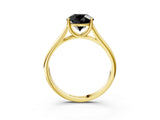 Yellow gold Fancy Black Round Cut Solitaire Engagement Ring with Tapered Band and Four-Prong Setting_6