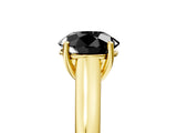 Yellow gold Fancy Black Round Cut Solitaire Engagement Ring with Tapered Band and Four-Prong Setting_8