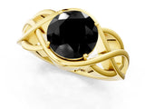 Yellow gold Fancy Black Round Cut Solitaire Intertwined Band Prong Setting Ring_1
