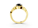 Yellow gold Fancy Black Round Cut Solitaire Intertwined Band Prong Setting Ring_3