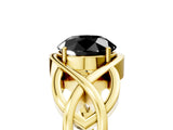 Yellow gold Fancy Black Round Cut Solitaire Intertwined Band Prong Setting Ring_5