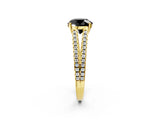 Yellow gold Fancy Black Round Cut Solitaire Split Shank Pavé Diamond Engagement Ring_2