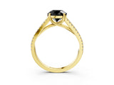 Yellow gold Fancy Black Round Cut Solitaire Split Shank Pavé Diamond Engagement Ring_3