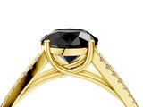 Yellow gold Fancy Black Round Cut Solitaire Split Shank Pavé Diamond Engagement Ring_4