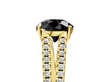Yellow gold Fancy Black Round Cut Solitaire Split Shank Pavé Diamond Engagement Ring_5