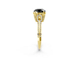 Yellow gold Fancy Black Round Cut Solitaire Split Shank Pave Diamond Engagement Ring with Four-Prong Setting_2