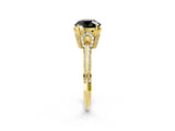 Yellow gold Fancy Black Round Cut Solitaire Split Shank Pave Diamond Engagement Ring with Four-Prong Setting_26