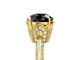 Yellow gold Fancy Black Round Cut Solitaire Split Shank Pave Diamond Engagement Ring with Four-Prong Setting_29