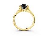 Yellow gold Fancy Black Round Cut Solitaire Tension Set Diamond Ring with Split Shank Band_3