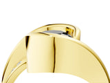 Yellow gold Fancy Black Round Cut Solitaire Tension-Set Diamond Split Shank Ring_4