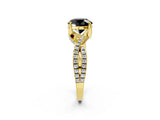 Yellow gold Fancy Black Round Cut Solitaire Twist Pave Diamond Engagement Ring with Prong Setting_26