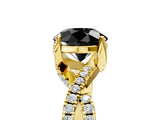 Yellow gold Fancy Black Round Cut Solitaire Twist Pave Diamond Engagement Ring with Prong Setting_5